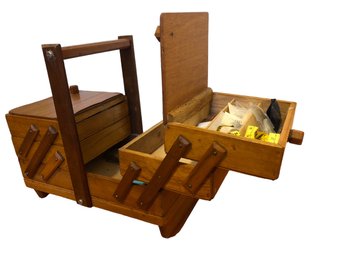 Wood Fold Out Sewing Box(D)