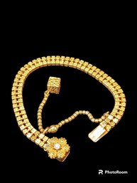 Antique, Late 19c 14k Gold Bracelet W/ Old Mine Cut Diamond