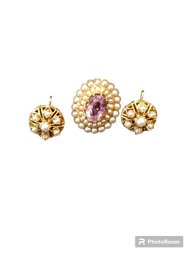 Beautiful Vintage Antique  14K Gold & Pearl Jewelry Set