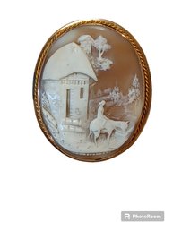 Antique Shell Cameo In 14k Yellow Gold Frame