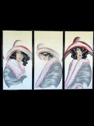 Triptic Of Paintings Signed By Walcott (E)