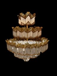 Italian Liquid Amber And Crystal Chandelier