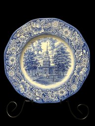 Liberty Blue Colonial Scenes Staffordshire Ironstone Plate
