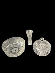 (2) Crystal Dishes & (1) Arcoroc France Glass Dish  (BDRM2)