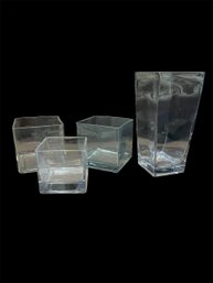 Cube Glass Vases & Tall Rectangular Vase (d)