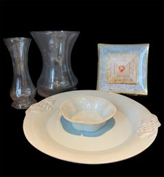 Glass Vases, Neptune 1 Studio Plate & Casa Stone Hors Doeuvres And Dip Platter (D)