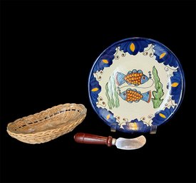 Butter Knife, Coffee Imports Butter Dish & Decorative Plate (D)