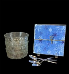 Arcoroc France Glass Dishes, Grapefruit Spoons & Napkins (D)