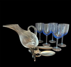 Lenox Glass Wine Dispenser, Wine Opener & Plastic Wine Glasses (d)