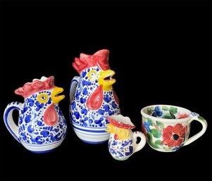 Labor Deruta Hand Painted Medium And Large Pitchers, San Gimignano Mini Pitcher & Mug (D)