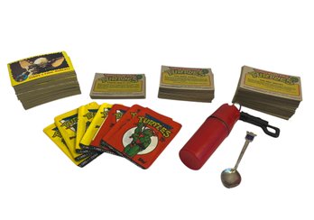 Teenage Mutant Ninja Cards, Gremlin Playing Cards, Topps Super Glossy Turtles Set, Tote Lanyard & Mini Spoon
