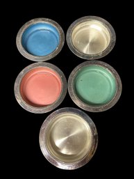 Colored Glass & Silverplate Coasters