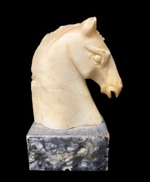 Horse Bust On Stone Stand