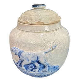 Whites Pottery Of Utica, 1890s Humidor Jar