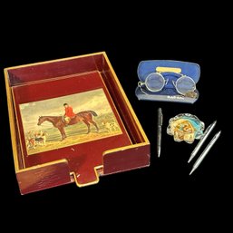 Desk Lot Including Sterling Spectacles