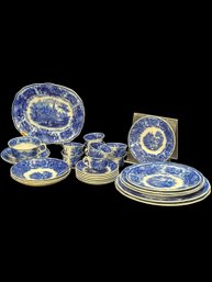 Antique Burgess Leigh Nonpareil Middleport Pottery England Dark Flow Blue 27pieces