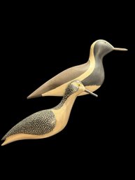 Pair Of Hand Carved Shore Bird Decoys By Charles Spiron Of NC