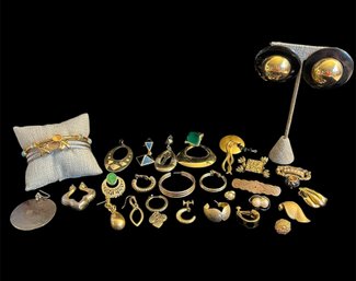 Gold-tone Flawed Costume Jewelry - Single Earrings, Bracelets & Pins