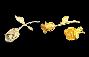 Gold-tone Rose Pin And Pendant & Giovanni Rose Pin