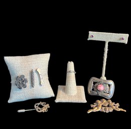 Sterling Silver Pins And Ring & Silver-Tone Costume Jewelry