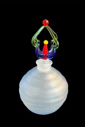 Light Blue Glass Perfume Bottle With Colorful Glass Lid