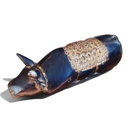 Wooden Hand Carved And Painted Bovine