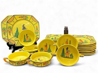 Quimper Soleil  Dishes, Hand Painted France
