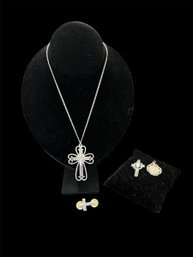 Sterling Silver Pin & Other Religious Costume Jewelry