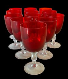 Red Glass Water Goblet Set (G)