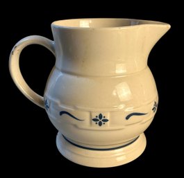 Longaberger Pottery Woven Traditions Pitcher In The Classic Blue Pattern