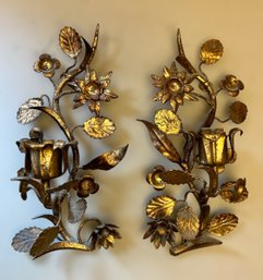 Italian Floral Brass? Candle Sconces