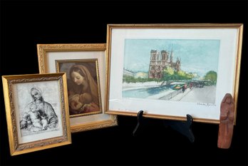 Parisian Notre Dame Lithograph 409-500A Signed Charles Monsun, Frames Pictures & Religious Figurine (GBR2)