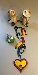 Fish Ceramic S&P Shakers With Tropical Wall Hanging Decor, Trinket Seahorse