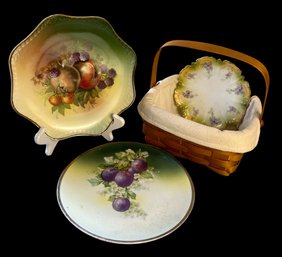 Floral & Fruit Themed Plates With Canada Made Basket