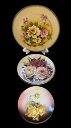 Portuguese  Porcelain Floral Plate & German Floral Set (3)