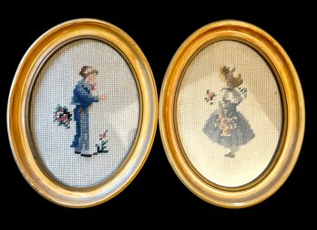 Needlepoint Girl & Boy Portraits