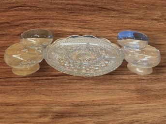 Glass Tray And 4 Small Bowls (B)