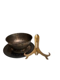 Rogers Bros Silver On Copper Tray & Silver Plated Bowl