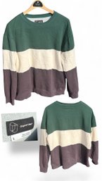 Large Original Use Green/Cream/Brown Colorblock Sweatshirt