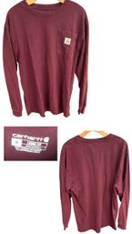 Medium Carhartt Burgundy Long Sleeve Pocket Tee