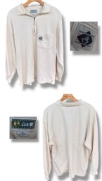 Size M Levis Off-White Quarter-Zip Polo Sweatshirt