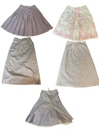 Woman Gray, Navy, And Floral Skirts 5pc