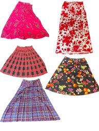 Womans Colorful Floral And Plaid Skirts 5pc