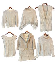 Womans Wool Sweaters, Poncho, And More 6pc