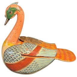 Hand Carved/painted Wooden Duck With Storage