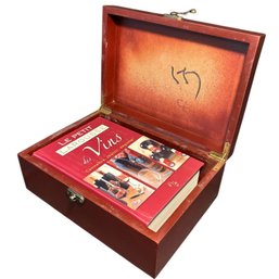 Red Wooden Box With French Wine Book