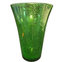 Large Biot Green Bubble Glass Vase