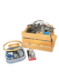 Wood Crate With Assorted Wires And Looms