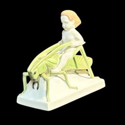 Rosenthal Porcelain Boy Riding Grass Hopper