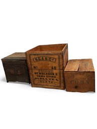 Vintage Japanese Tea Boxes And 1 Vintage Birch Brand Corn Box(MB)